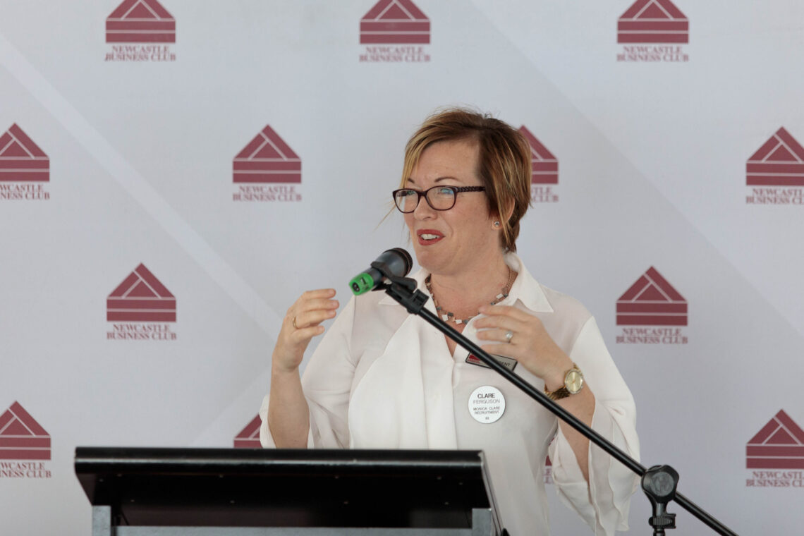 Clare Ferguson presenting at the Newcastle Business Club